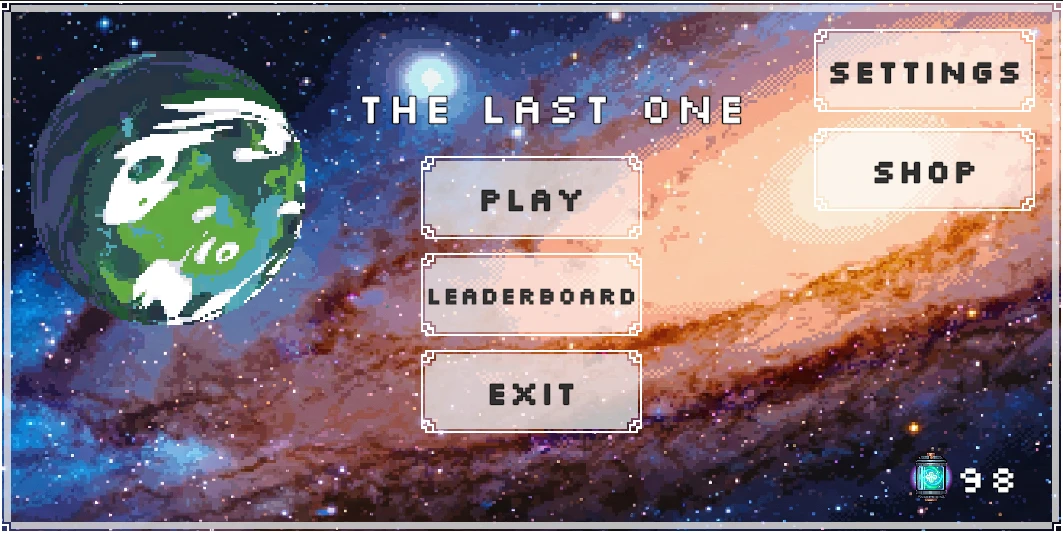 The Last One-startscherm met ruimteachtergrond